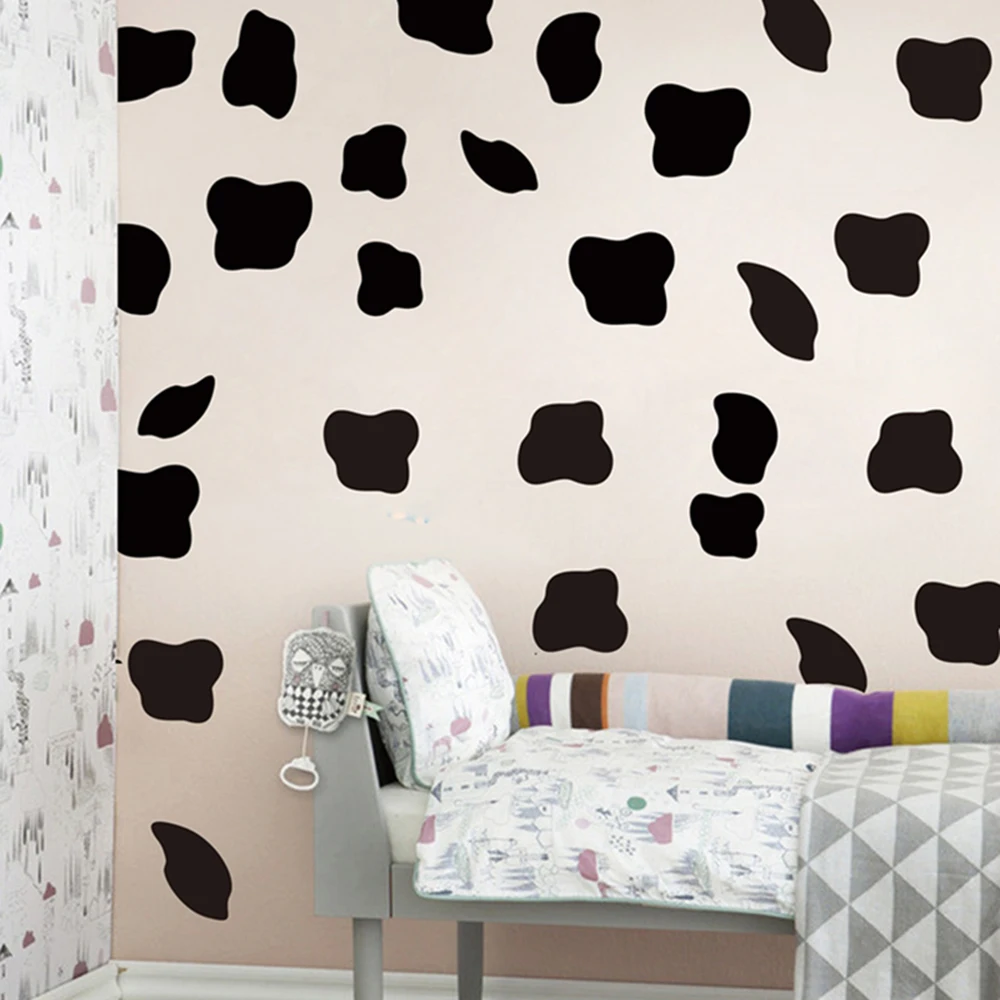 50Pcs Cartoon Cow Spot Wall Sticker Nursery Kids Room Animal Milk Cow Skin Dot Wall Decal Bedroom Play Room Vinyl Decor (3)