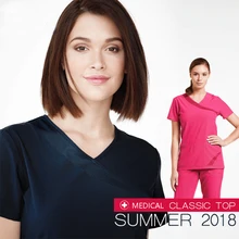 Спортивная Стиль mediccal Скребки хирургические Костюмы комплект короткий рукав Врачи Медсестры форма лаборатории больницы спецодежды Комбинезоны для девочек