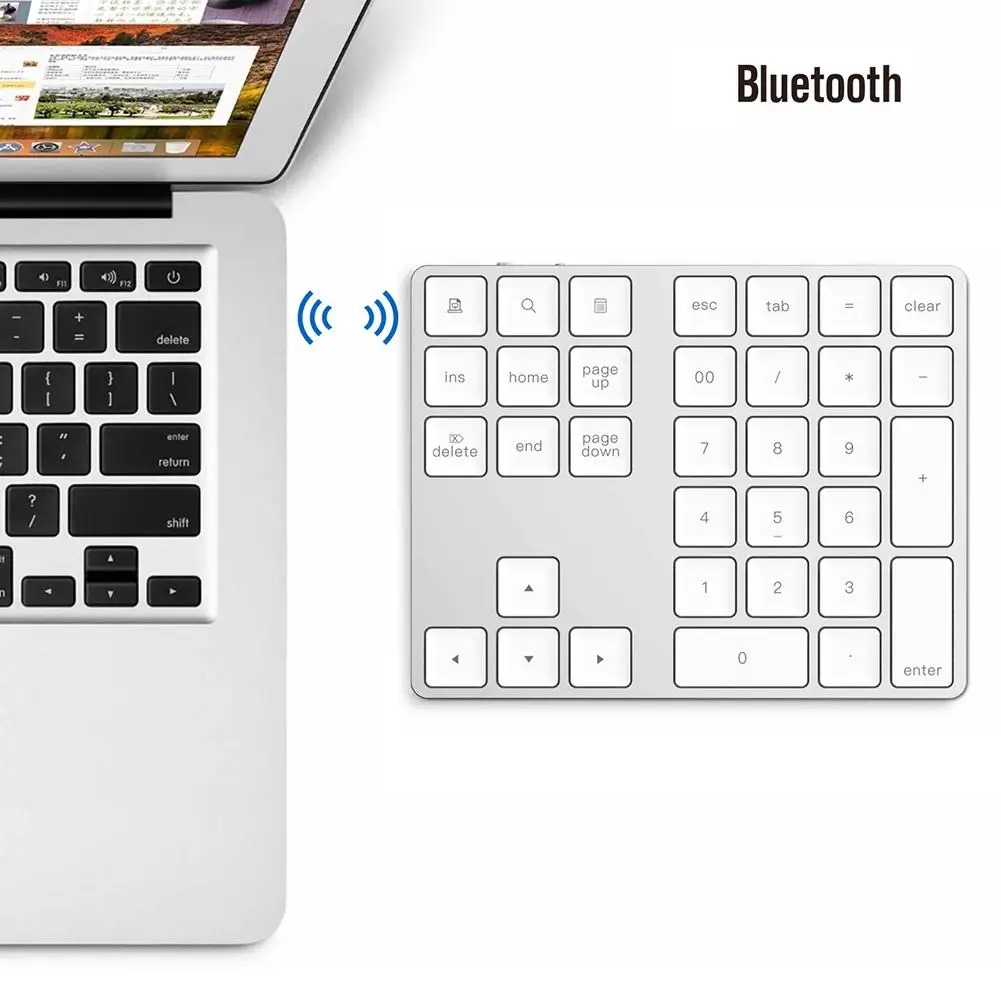 

HOT Portable Aluminum 34 Keys Wireless Bluetooth Keyboard Keypad for MacBook Air/Pro