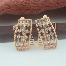 FJ женские веерообразные серьги с кристаллами 585 цвета розового золота, висячие серьги, ювелирные изделия
