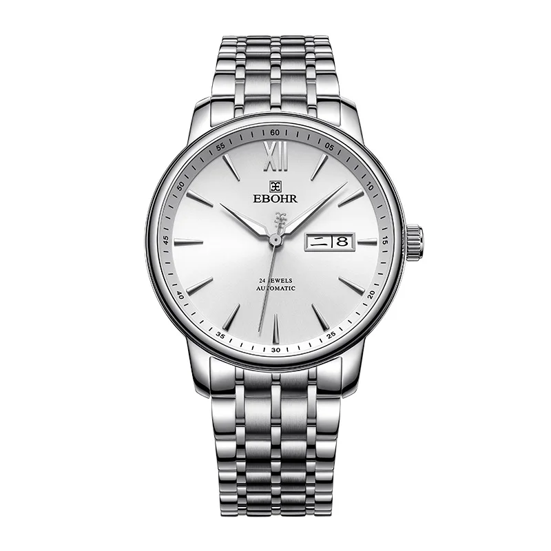

Ebohr 2019 new stainless steel automatic mechanical watch waterproof fashion men's watch genuine trend calendar week 50490110