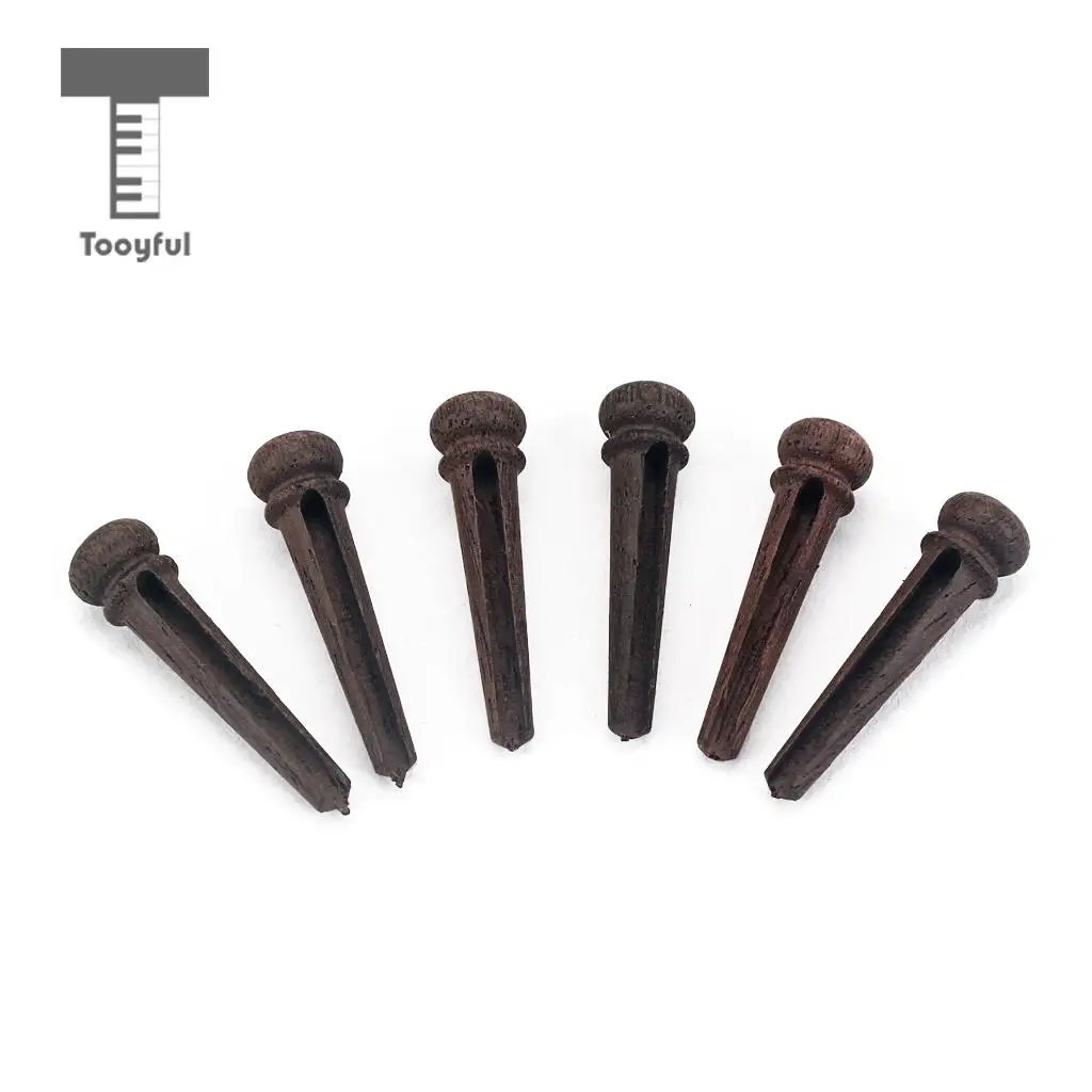 6 Pcs Rosewood Guitar Bridge String Pins Pegs with Inlay Dot for Acoustic Guitar