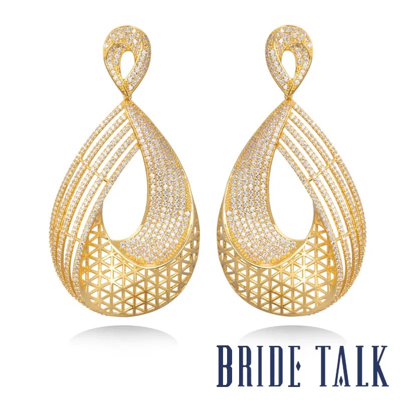 

BRIDE TALK Luxury Brand New Design best-selling Drop Earrings Jewelry Free Shipping Shiny Cubic Zirconia Suitable Hot for women