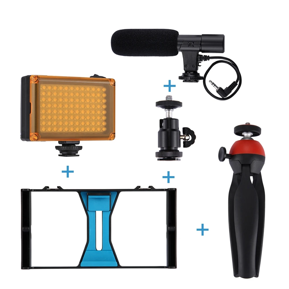 

Set Promotion 2 3 4 5 in 1 Photography Video Photo Studio Light 96 LED Dual Handheld Filmmaking Recording Vlogging Rig Case