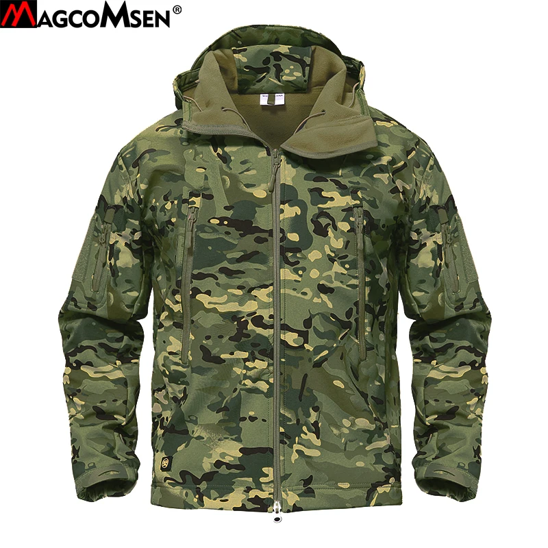 

MAGCOMSEN Winter Men Military Camouflage Fleece Jacket Army Tactical Jackets Waterproof Softshell Male Coat Windbreaker YCADL-02