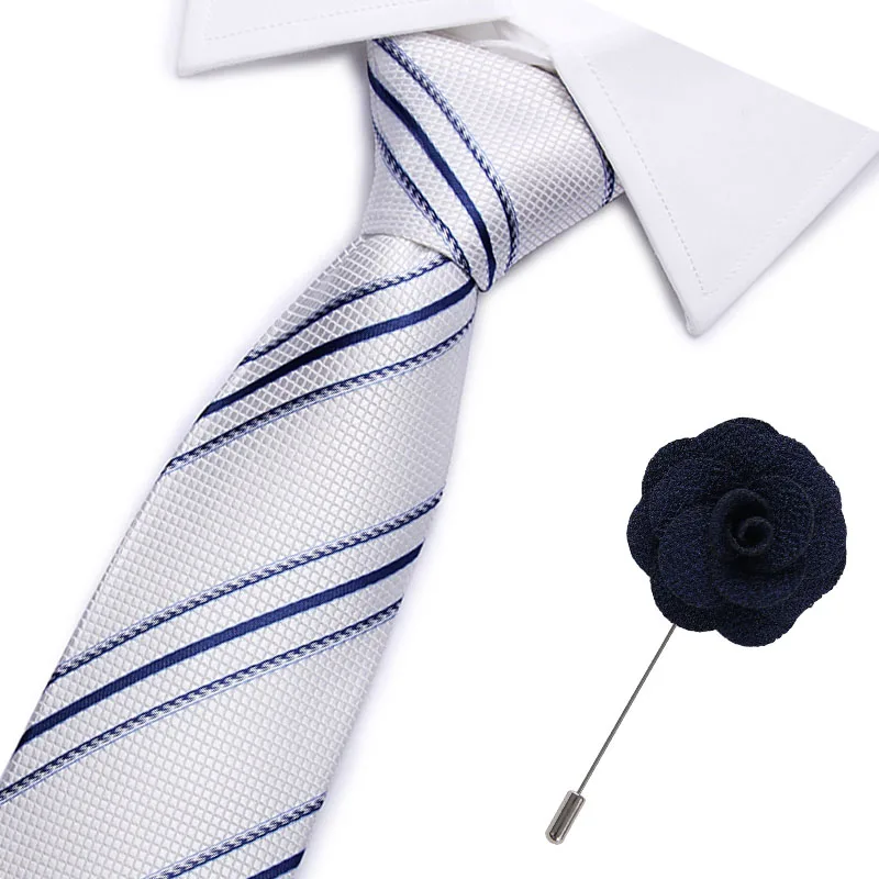 Высокое качество, многоцветная рябь, абстрактный Классический шелковый удлиненный мужской галстук, набор, брошь, галстуки для мужчин, 7,5 см, тонкий галстук - Цвет: L23