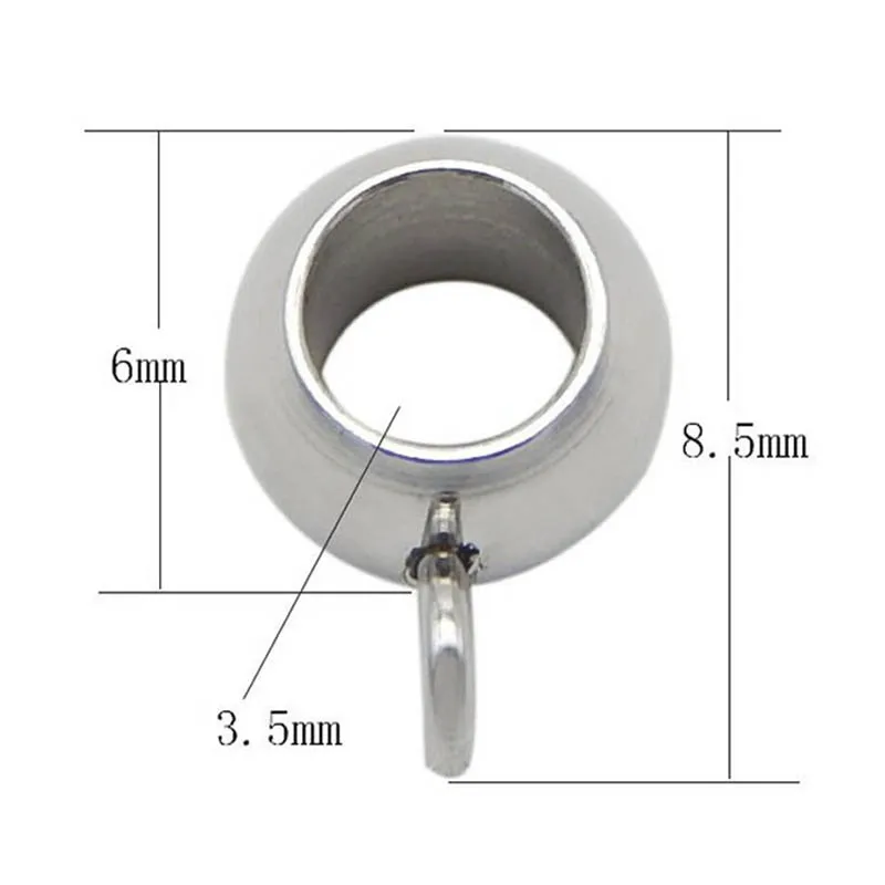 10pcs Stainless Steel Large Hole Beads Pendant Clasp for Jewelry Making Hanging Connector Diy Leather Rope Cord Bracelet Finding