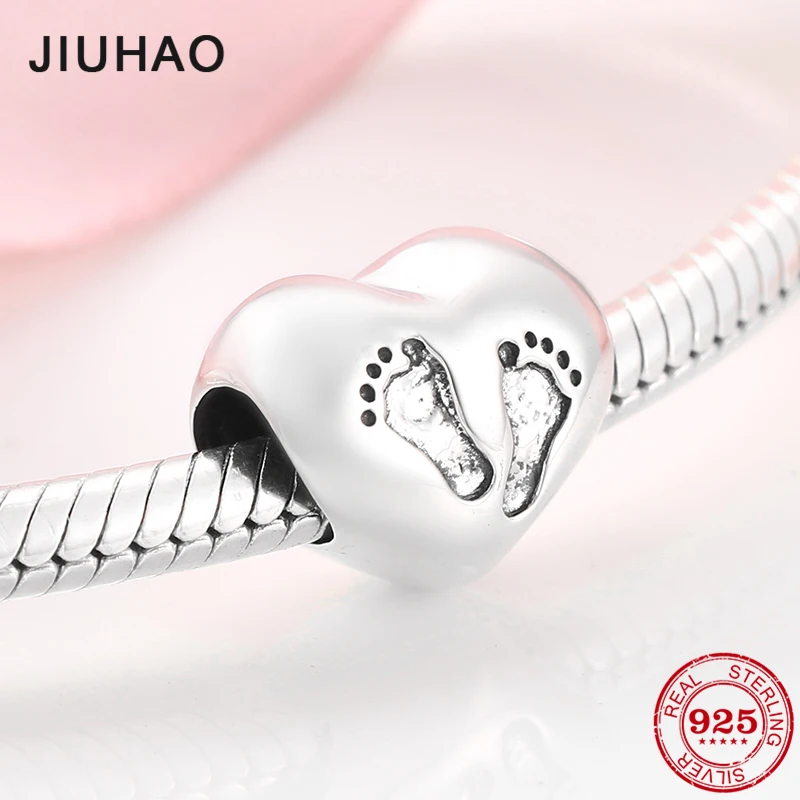 

Hot sale Baby footprint Sterling Silver 925 Beads Charms bead Fit Original Pandora Bracelet bangles Jewelry making