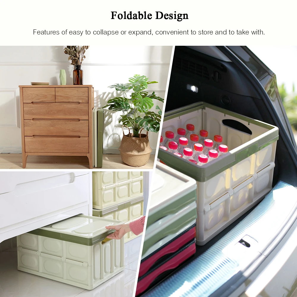 

Multifunctional Plastic Car Storage Box Folding Crate Collapsible Containing Box Stackable Storage Bin Laundry Basket