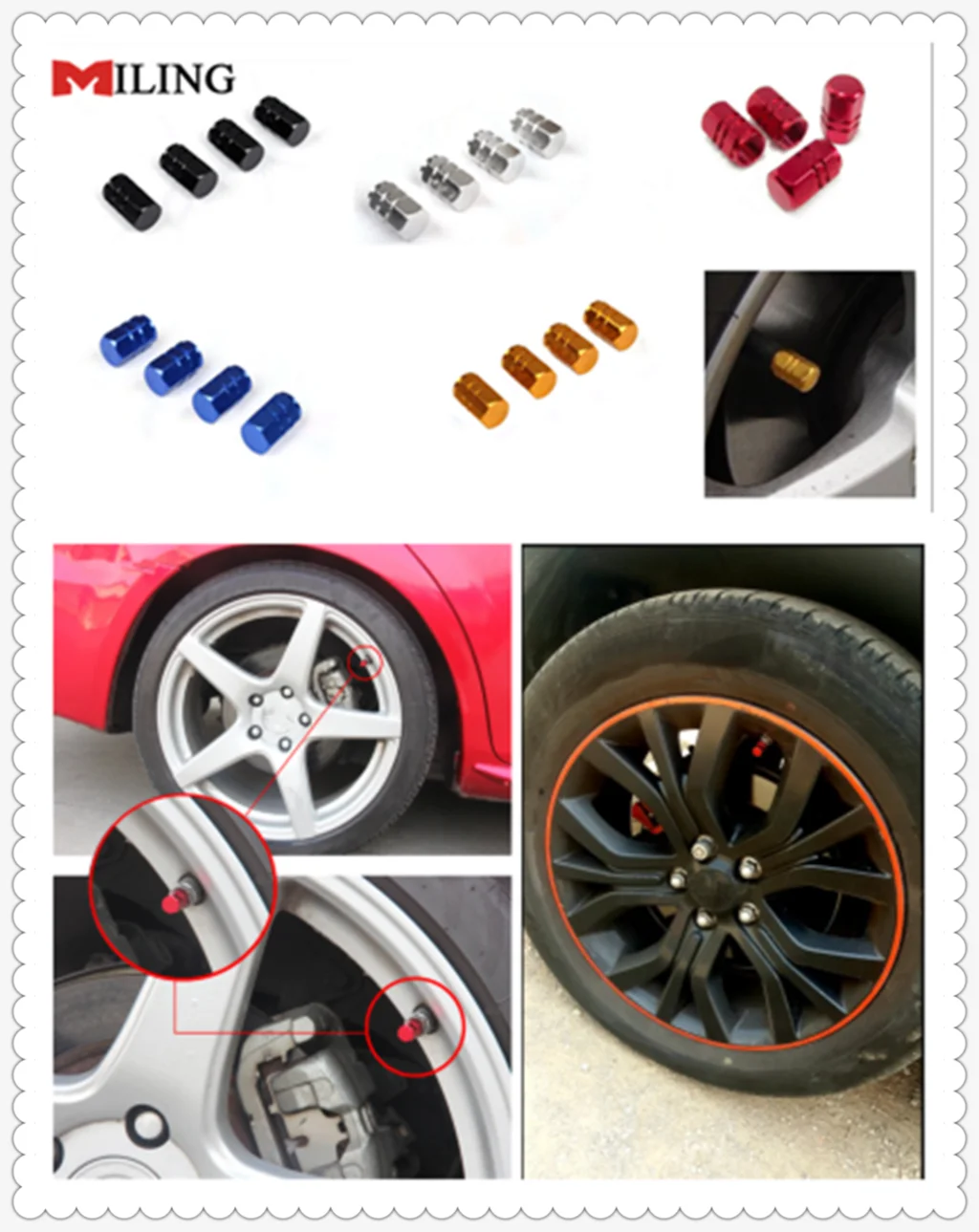 Aluminum Car Wheel Tires Valves Tyre Stem Air Caps Airtight Cover For