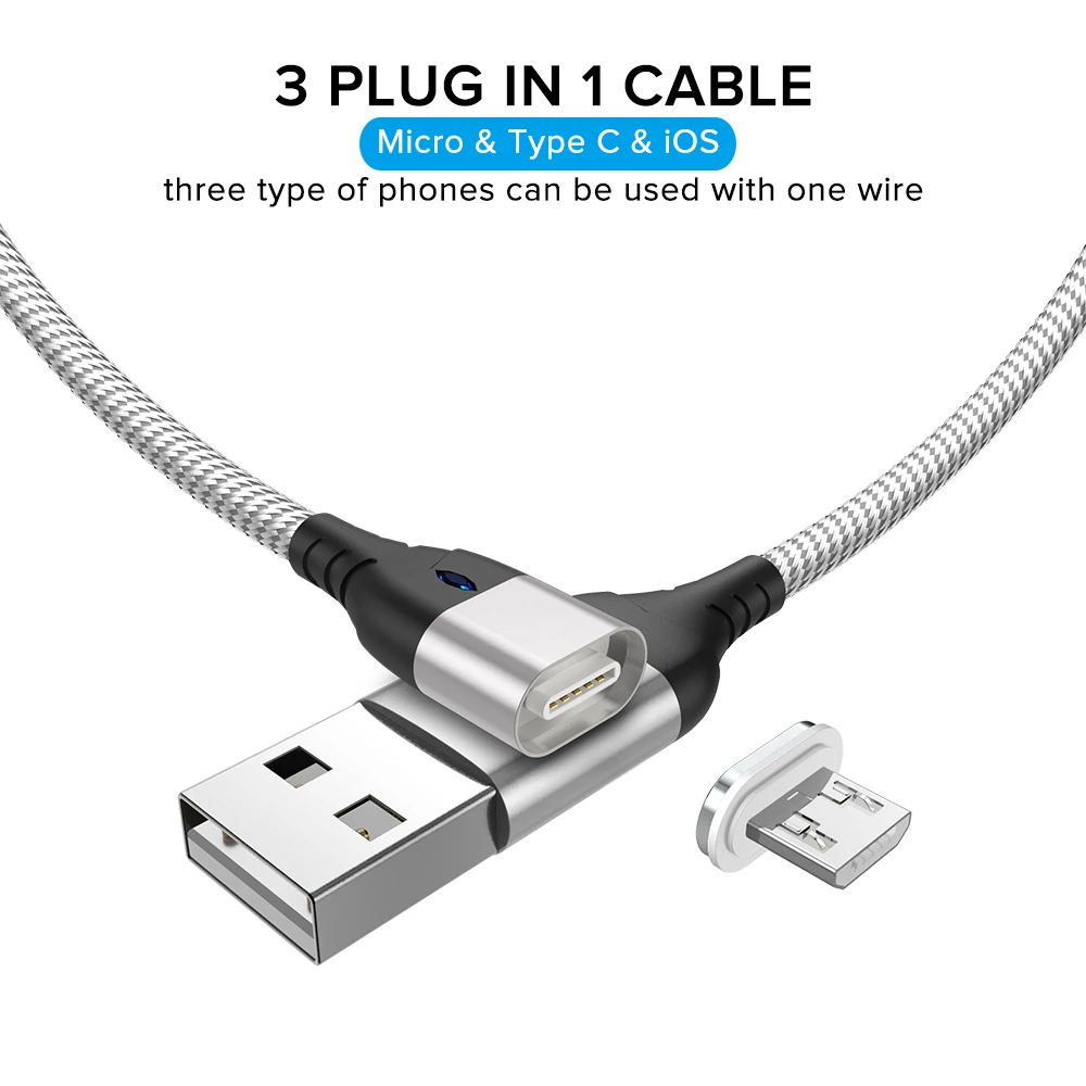 3 в 1 микро кабель 1 м 2 м 5 в 3 А Быстрая зарядка Магнитный USB шнур для samsung S5 S6 S7 Edge мобильный телефон провод данных для песни htc LG