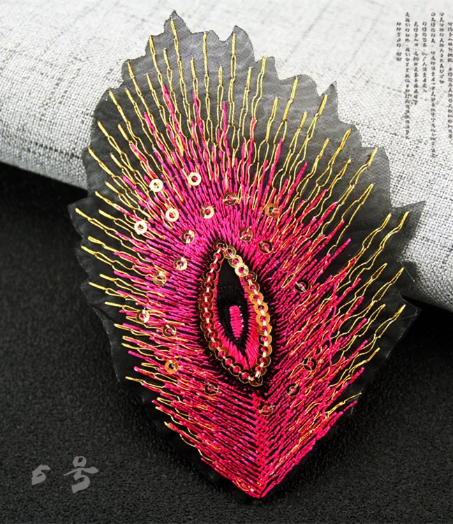 Diy ручной работы с блестками павлиньими перьями вышивка патч в китайском стиле аксессуары для одежды