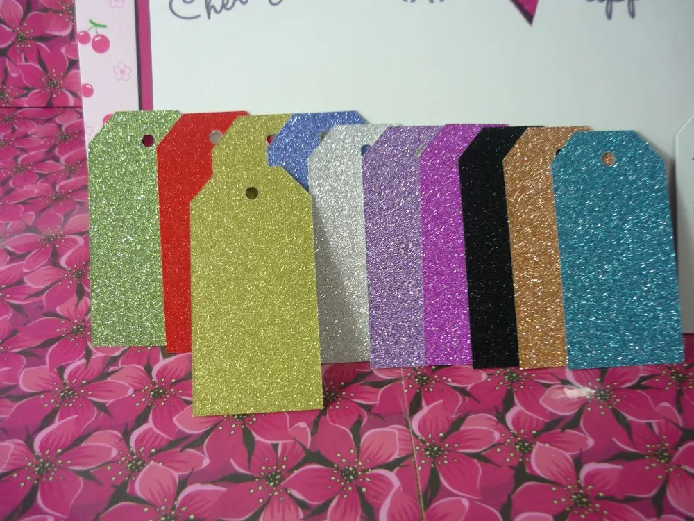 CX-TAG-00008 3.5x7cm Mix Colors Glitter Gift Tags 14