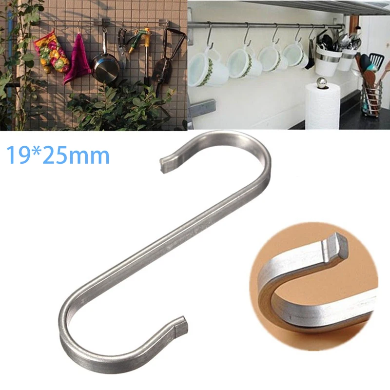 10pcs Stainless Steel S Shaped Hooks Kitchen Pot Pan Hanger Hook