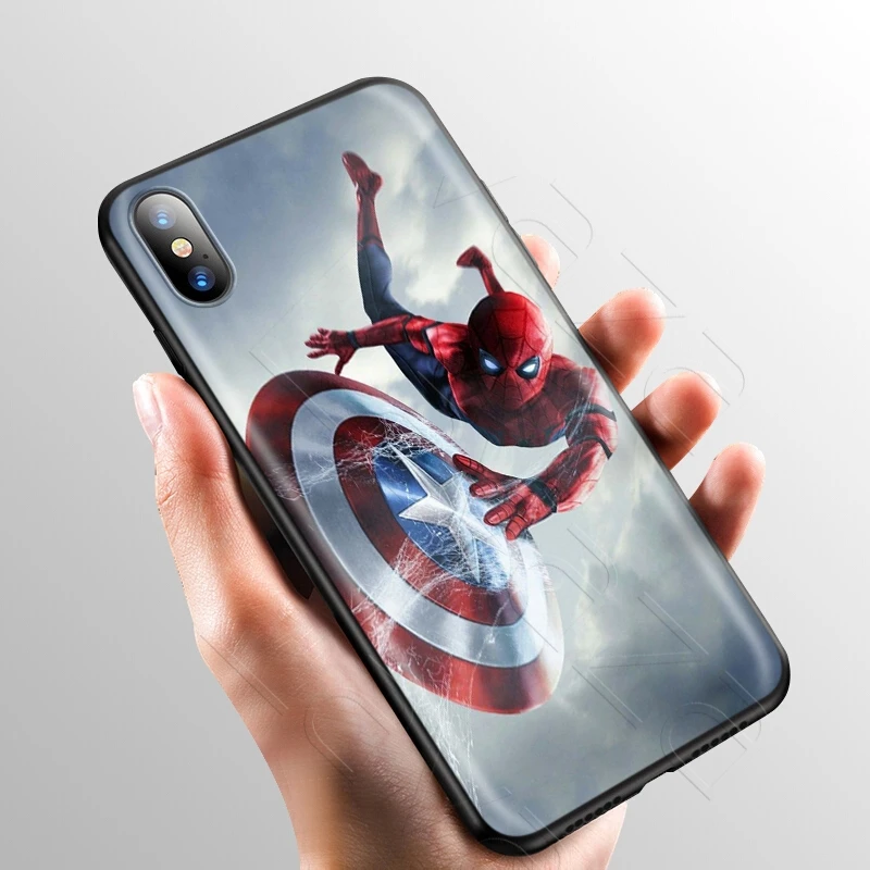 Чехол Lavaza Marvel Человек-паук Капитан Америка для iPhone 11 Pro XS Max XR X 8 7 6 6S Plus 5 5S se