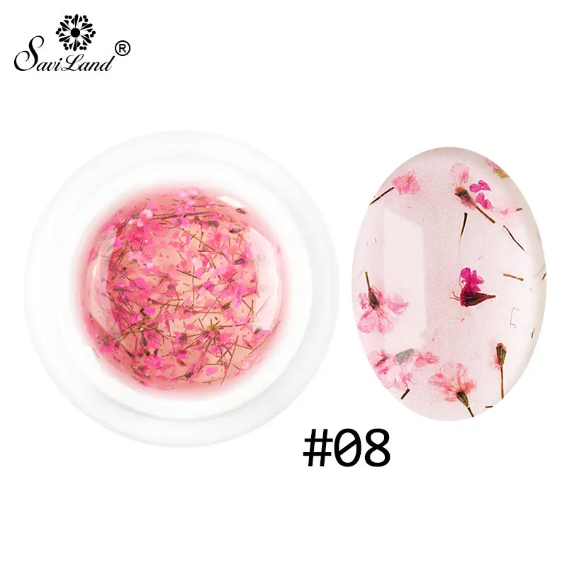 Saviland Floral Uv Gel 3D DIY Desgin Natural Fairy Nail Gel Polish Paint Dried Flowers Nail Art Glue Varnish Lucky Gel - Цвет: 08