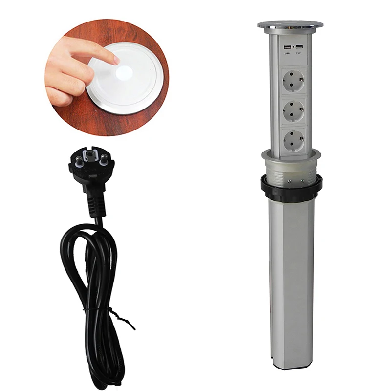 Цена Штепсельная Вилка европейского стандарта с сенсорным экраном Автоматическая электрическая подъемная розетка для кухни, скрытая умная мно...