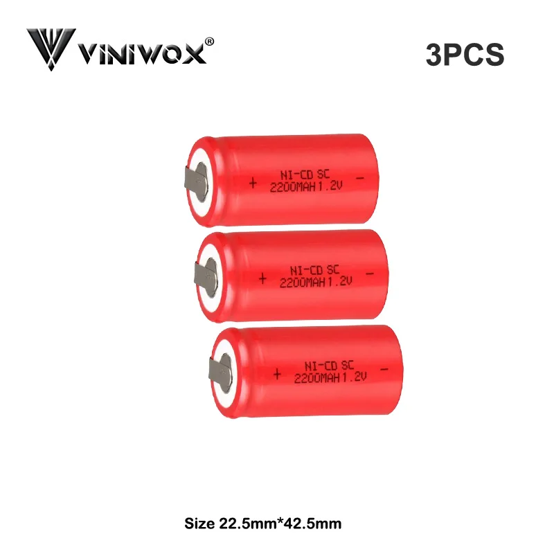 Электрические батареи 1,2 V SC 2200mAh Ni-CD аккумуляторные батареи Электроинструмент батареи Subc батареи хорошего качества DIY к батарейным пакетам