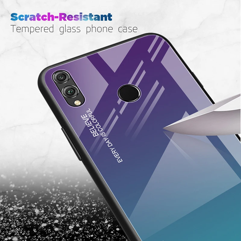 500 шт градиент мягкий полиуретановый край чехол для huawei Honor 20 V20 Note 10 Lite 9X8X8 S Max Pro Magic 2 закаленное стекло ударопрочный чехол
