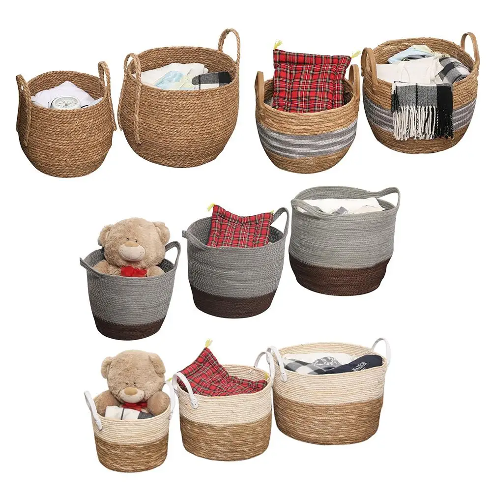 

1Pc High Quality Rattan Basket Woven Storage Basket Dirty Clothes Organizer Nordic Style Foldable And Portable Home Storage Case