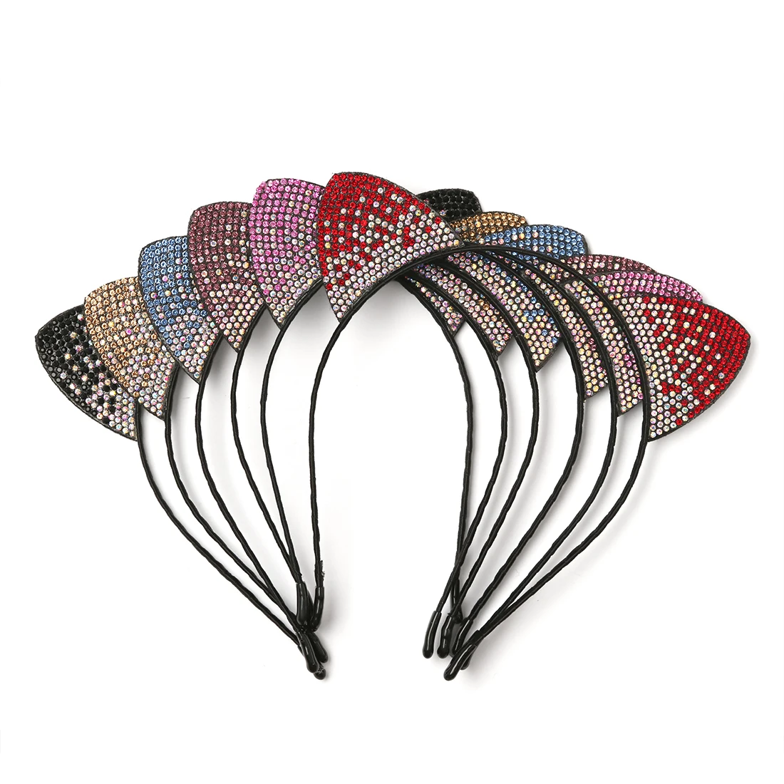 6pcs/set Korean Headband Crystal Rhinestone Cat Ear Hairbands Women's