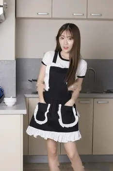 

New Fashion Creative Princess Girl Pink Black Anti-fouling Prevent Dirty Kitchen Cleaning Apron Women avental de cozinha