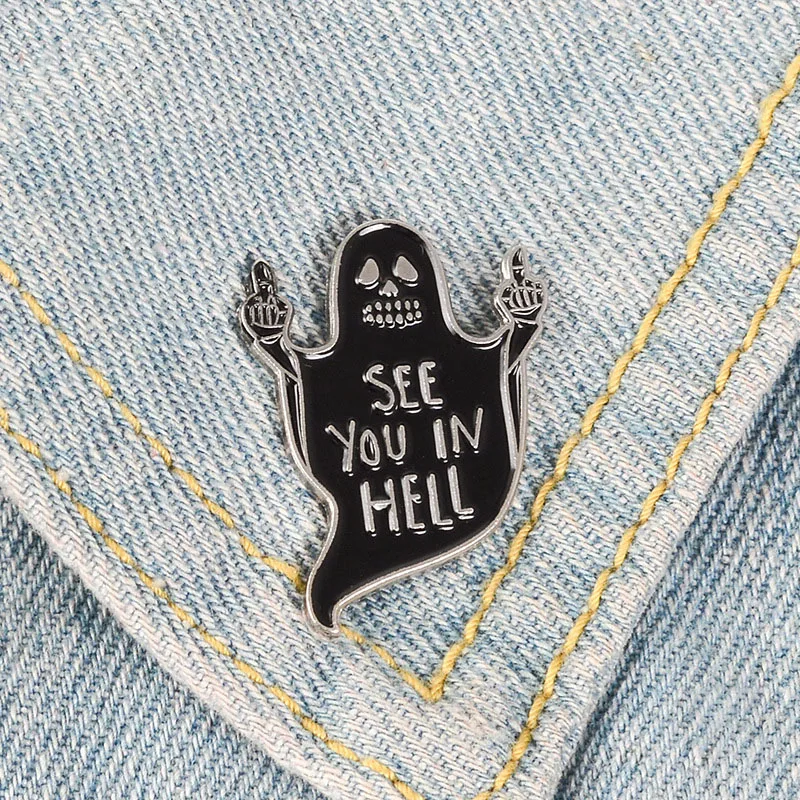 

See You In Hell Ghost Brooch Please Adopt A Cat Brooches Dog Cat Animal Lovers Adopt Your Best Friend Brooches