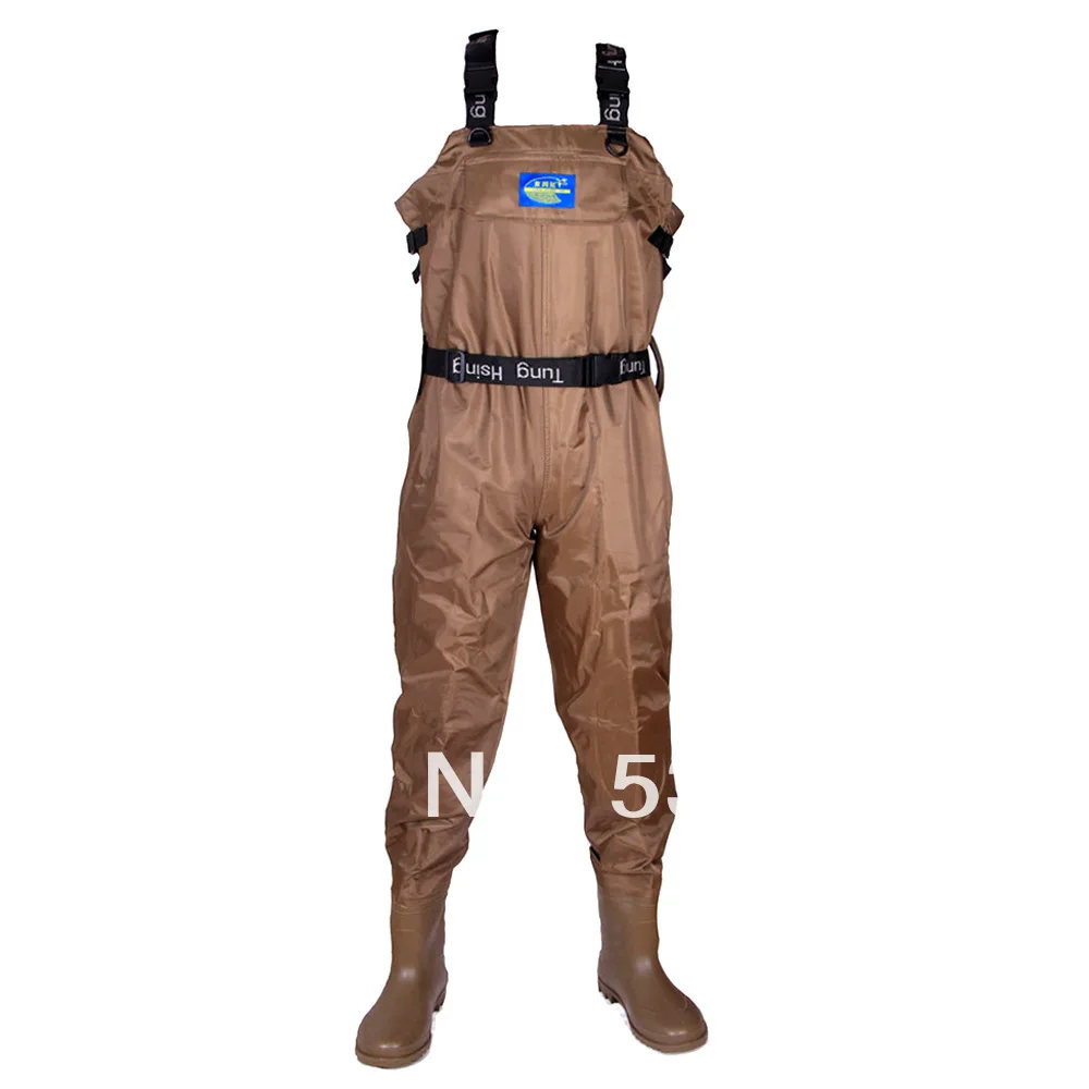 

Size 39 NEW Unisex Fishing Pants Breathable Chest Waders - Stocking Foot Brown Cloth