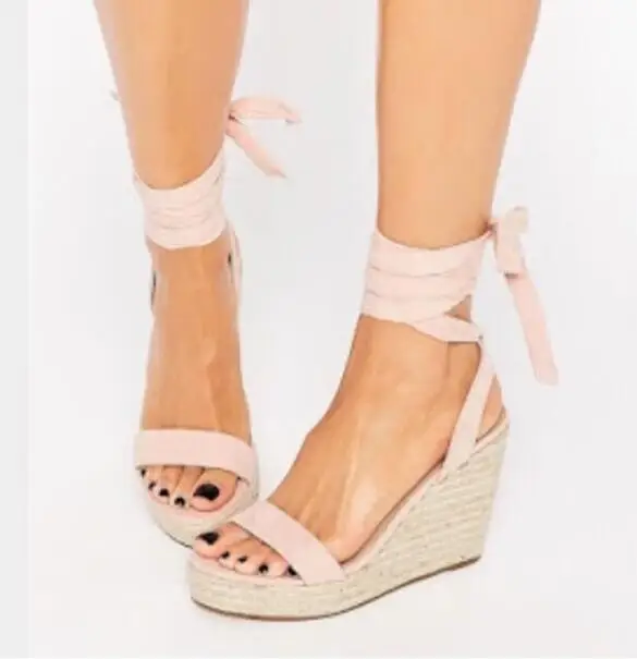 ankle wrap wedge heels