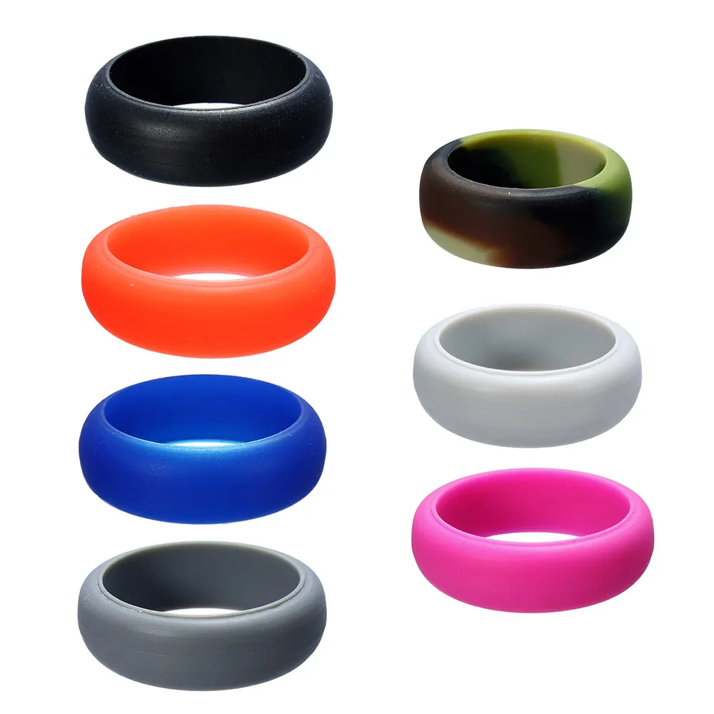 7 Colored Silicone Finger Rings Round Circle Simple Mid Rings Women Man Punk Jewelry Size 7