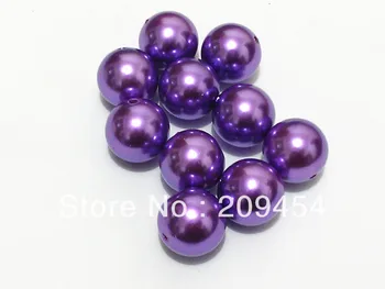 

20mm 100pcs/lot Purple Chunky Round Imitation Pearl Acrylic Beads For Kids Jewelry Making