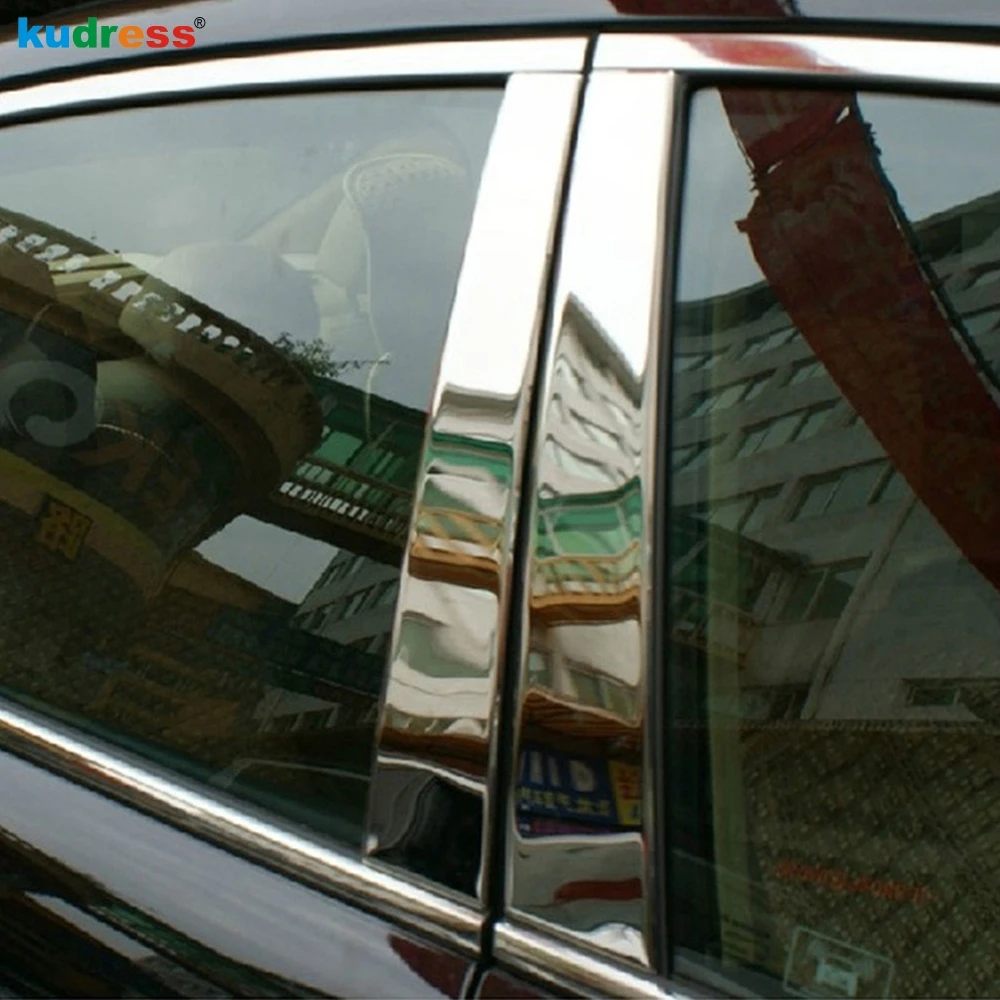 

For Toyota Corolla 2014 2015 Stainless steel window decorations center pillar 6 pcs mouldings stickers B+C Center Pillar Pillars