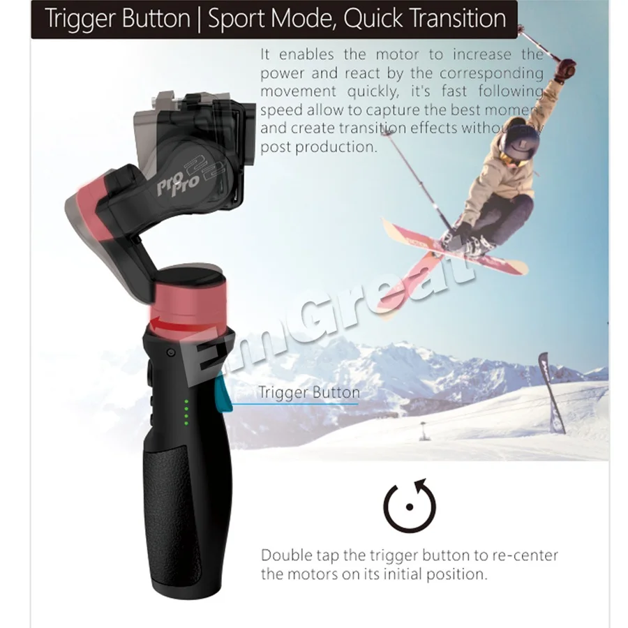 Skup Hohem iSteady Pro 2 3 Axis Handheld gimbal Splash dowód z torbą dla DJI Osmo działania Gopro Hero 7 6 5 4 SJCAM YI kamery sportowe
