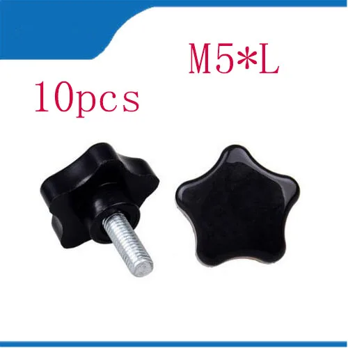 

Free shipping 10PCS Bakelite Plum Blossom Screws Hand Twist Screws Pentagram Star Handle Plastic Handle Screw Head M5 *Lmm