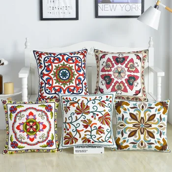 

Colorful Flower Butterfly Embroidery Cushion Cover Decorative Pillows 45*45 Throw Pillow Cushions Home Decoration for Sofa Bed