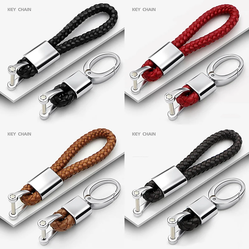

1 piece Keychain for Car Motorcycle key chain hand-woven leather rope weaving key rings Auto Universal accessories creative gift