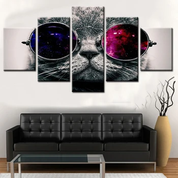

Cat Wearing Sunglasses Poster Wall Art Canvas Painting Nordic Wall Pictures for Living Room Decoration Picture Art Print