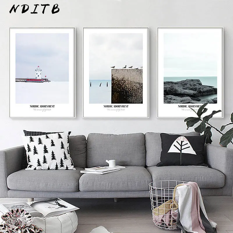 Nditb Scandinavian Sea Beach Coastal Canvas Nordic Poster