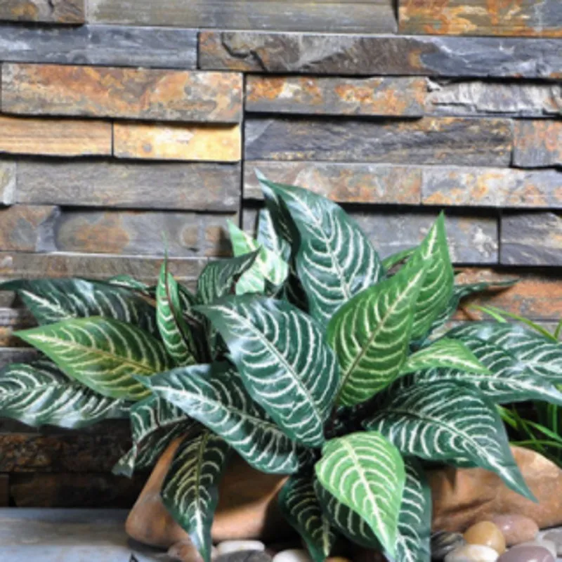 

10 Heads Zebra Leaf Artificial Plants Fake Fern Green Leaf Tree Plant for home garden decorations