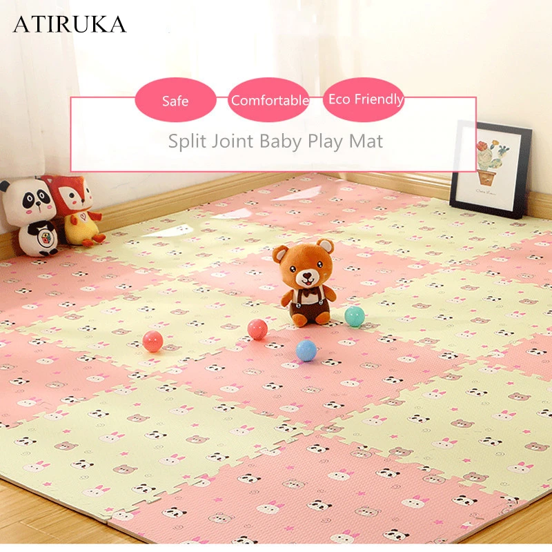 EVA mousse tapis pour enfants Joint fendu bébé tapis de jeu Puzzle dessin animé Panda modèles tapis de sol doux pour bébé ramper exercice