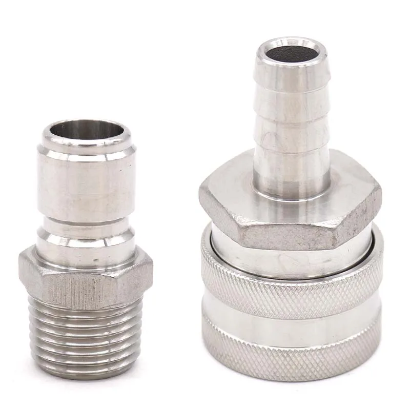 

SS Quick Disconnect Set, Male QD-1/2" Male NPT, Female QD-1/2" Hose Barb,Wholesale and Retail, Homebrew Fittings