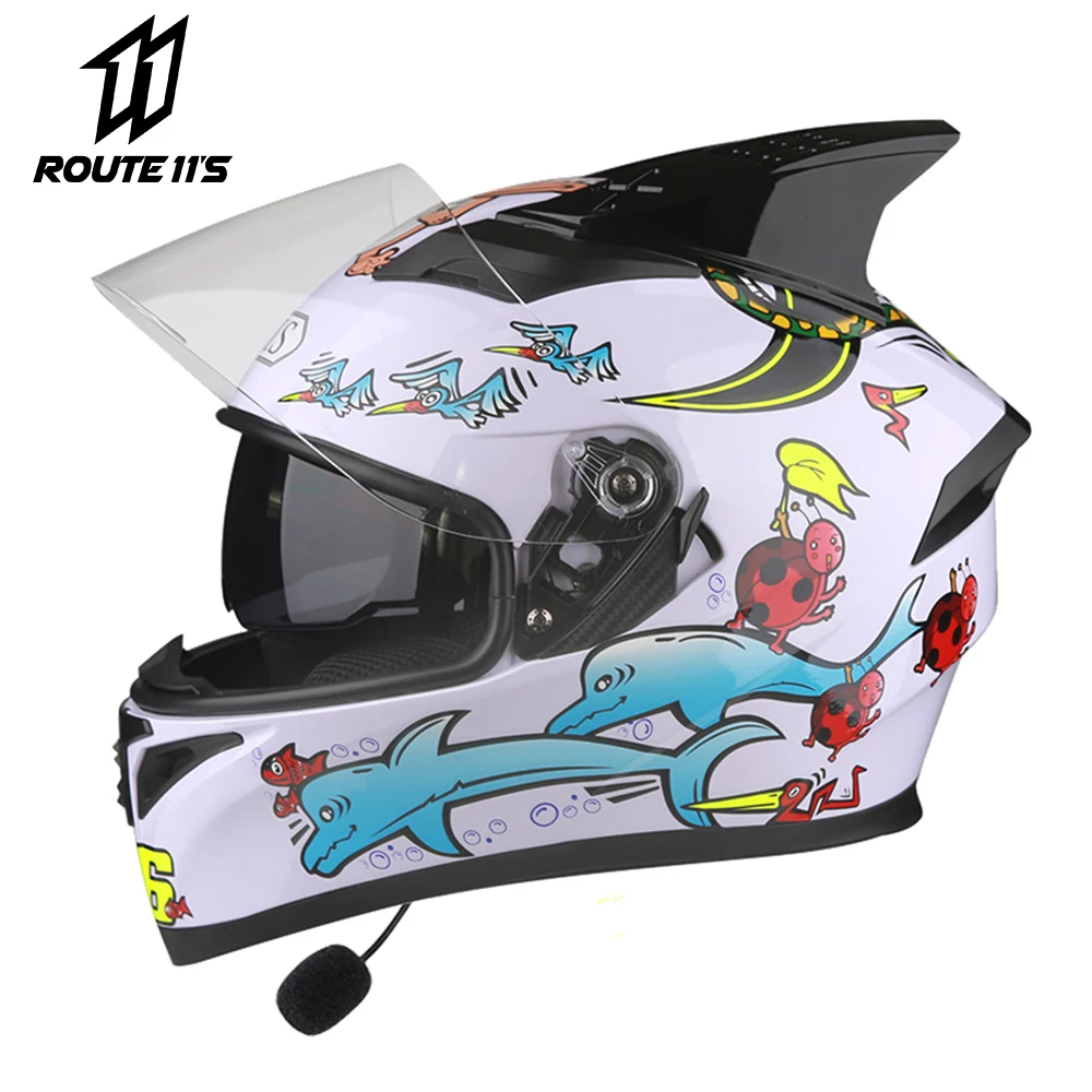 

Motorcycle Helmet Flip Up Motobike Helmet With Inner Bluetooth Earphone Double Lens Full Face Helmets Motobike Capacete Casco