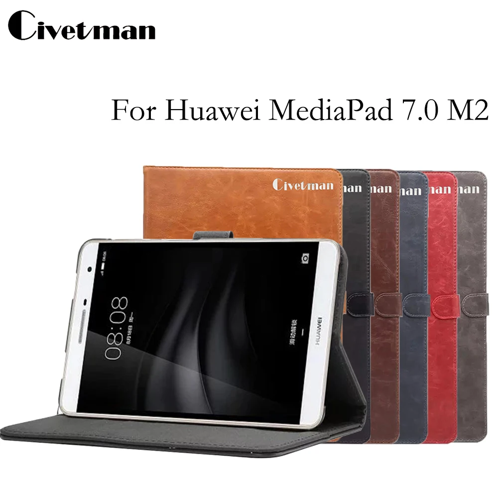 

Civetman Crazy horse PU Leather Stand Cover Tablet Smart Case Slim Thin Shell Cover For Huawei MediaPad 7.0 M2 PLE-703L