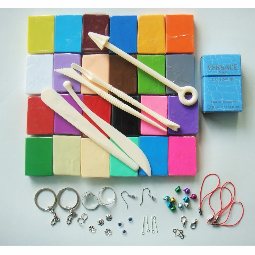 24 Colors Polymer Clay DIY Soft Modelling Clay Set with 5 pcs Tools for Child or Artis Jewelry make Nontoxic Slime Toys 