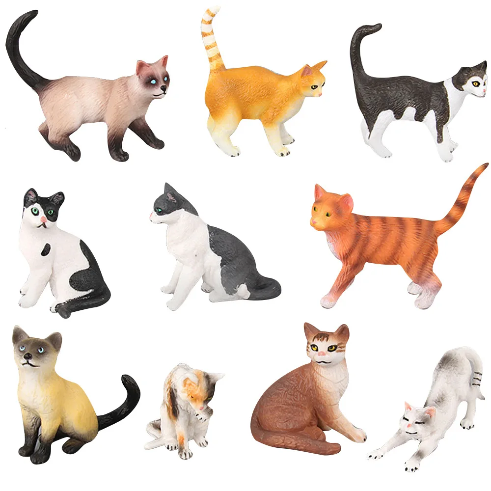

Children's Simulation Cat Model Set Play Kitten Model Fake Cat Ornaments Animal Black and White Kitten Toy Biology