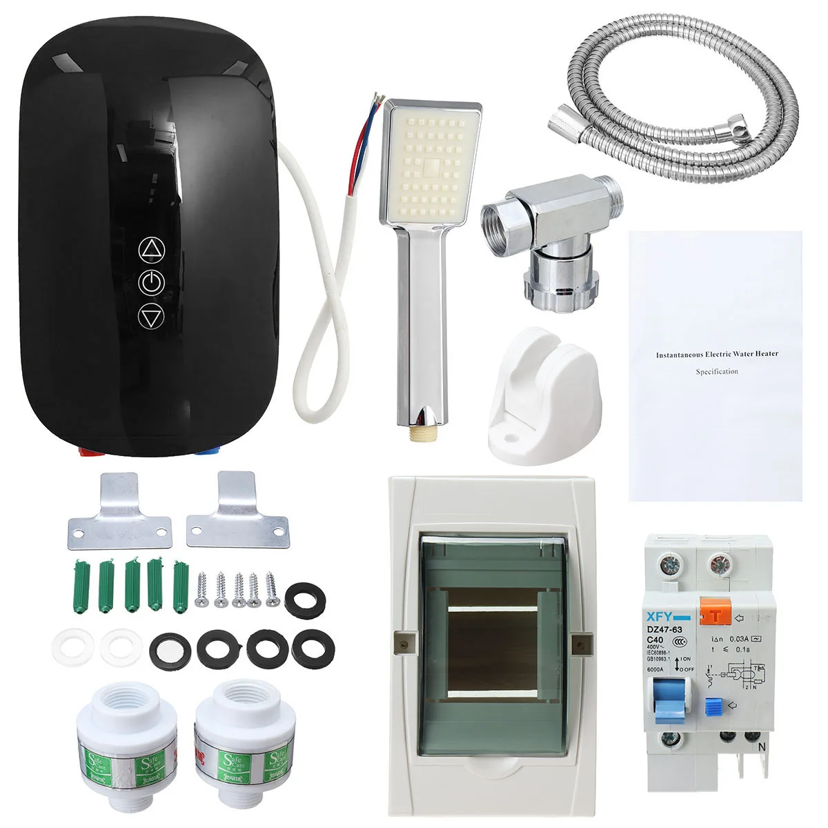 

8.5KW Electric Water Heater Instant Heating LED Display Electric Hot Water Heater Instantaneous Leakage Protection Shower Home