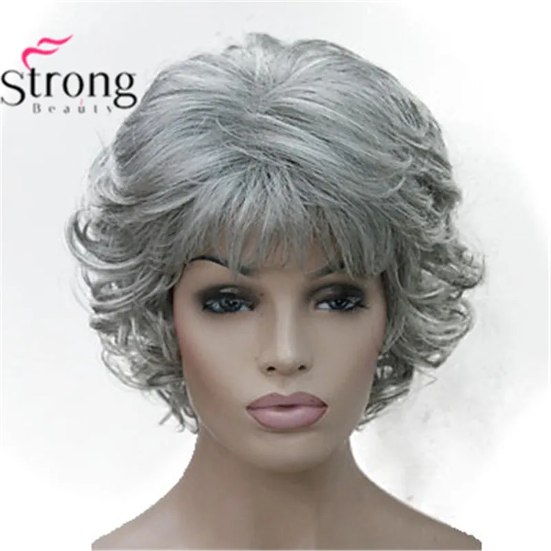 StrongBeauty короткий парик темно-каштановый боковая часть толстая жаропрочных полностью синтетические парики