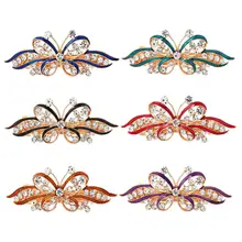 6 шт. бант для волос прекрасный сплав 6 см Пружинные зажимы галстук-бабочка заколки аксессуары для волос с бантом для женщин