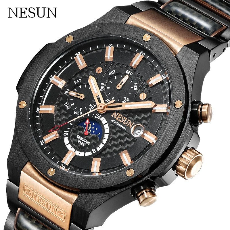 NESUN Men Luxury Brand Tourbillon Hollow Automatic Mechanical Wristwatches Waterproof Sapphire Watches Male Relogio Masculino NESUN Men Luxury Brand Tourbillon Hollow Automatic Mechanical Wristwatches Waterproof Sapphire Watches Male Relogio Masculino