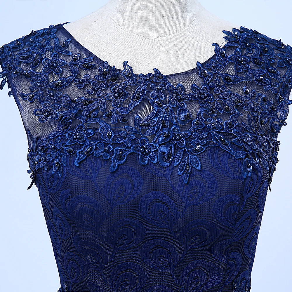 Ladybeauty, элегантное платье, с круглым вырезом, темно-синий аппликации кружево вечернее платье с кристаллами Vestido De festa Longo рисунок vestidos de festa
